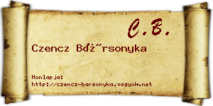 Czencz Bársonyka névjegykártya